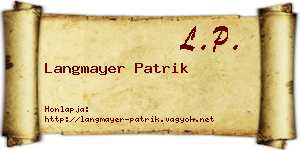 Langmayer Patrik névjegykártya